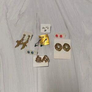 NWT Assorted Earrings Set with Gold and Pink Accents bundle of 7 pairs